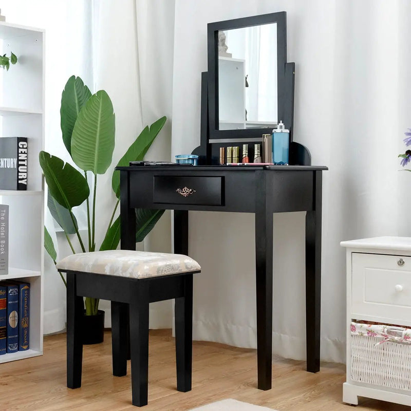 Vanity Dressing Table Stool Set with Large Makeup Mirror by DirectDeals