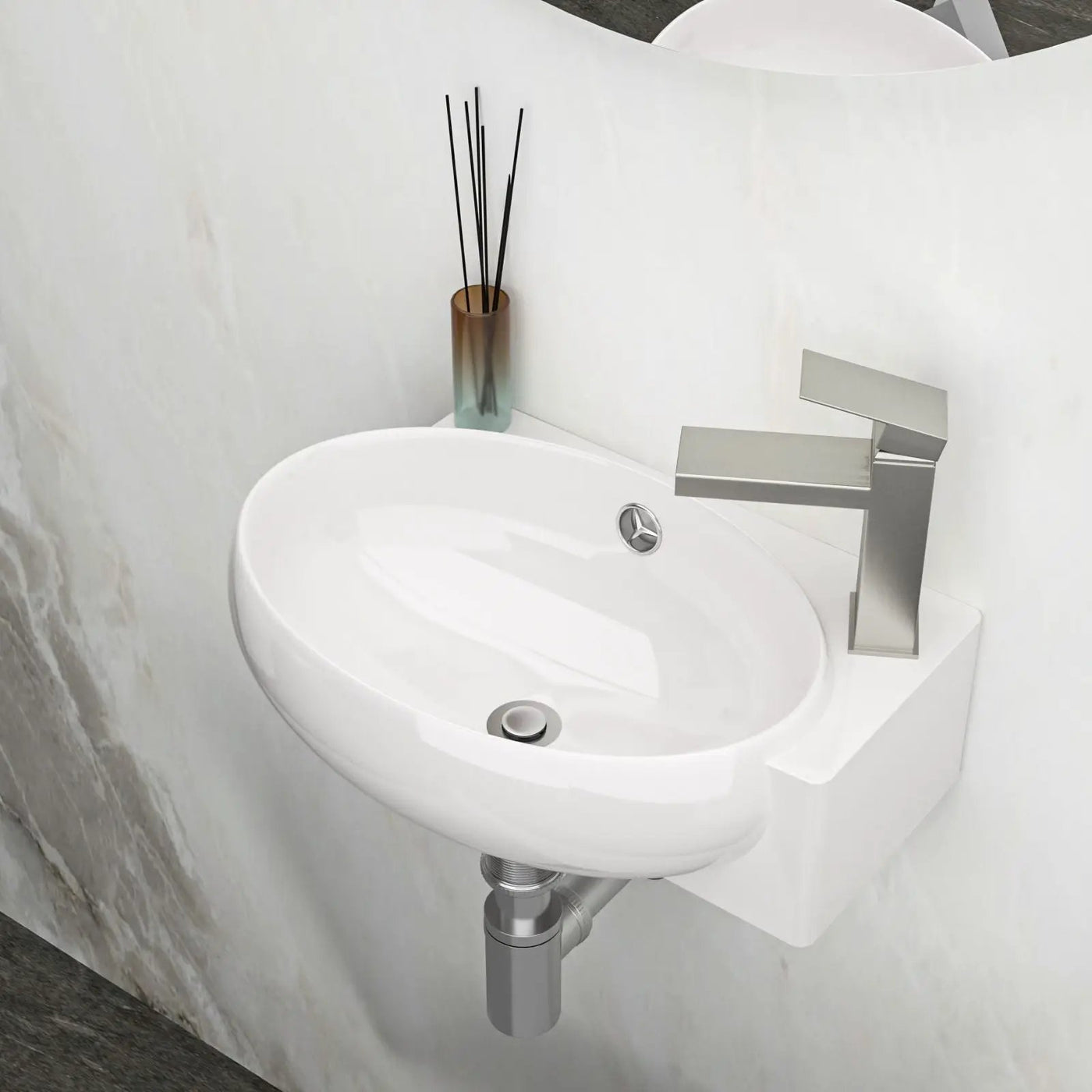 Modern Aesthetic Rectangle Wall Mount Bathroom Sink With Single Faucet Hole by HouseOfZazla