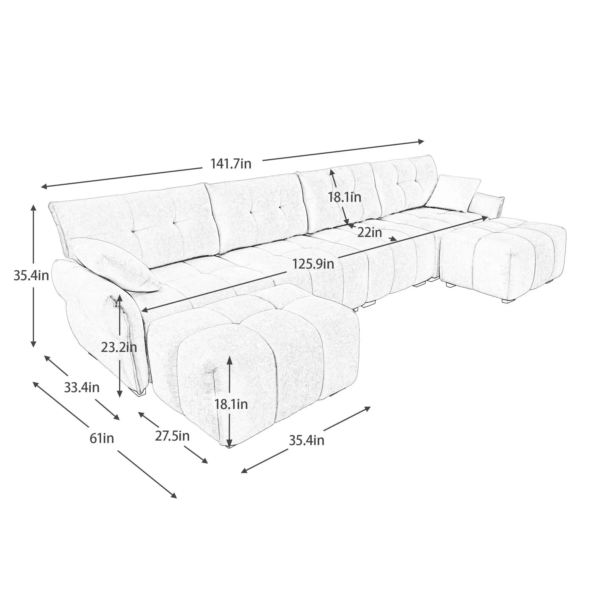 4-Seater Sofa Set with 2 Ottomans by HouseOfZazla
