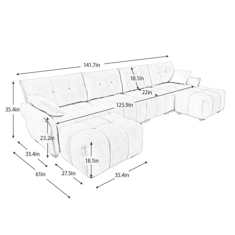 4-Seater Sofa Set with 2 Ottomans by HouseOfZazla