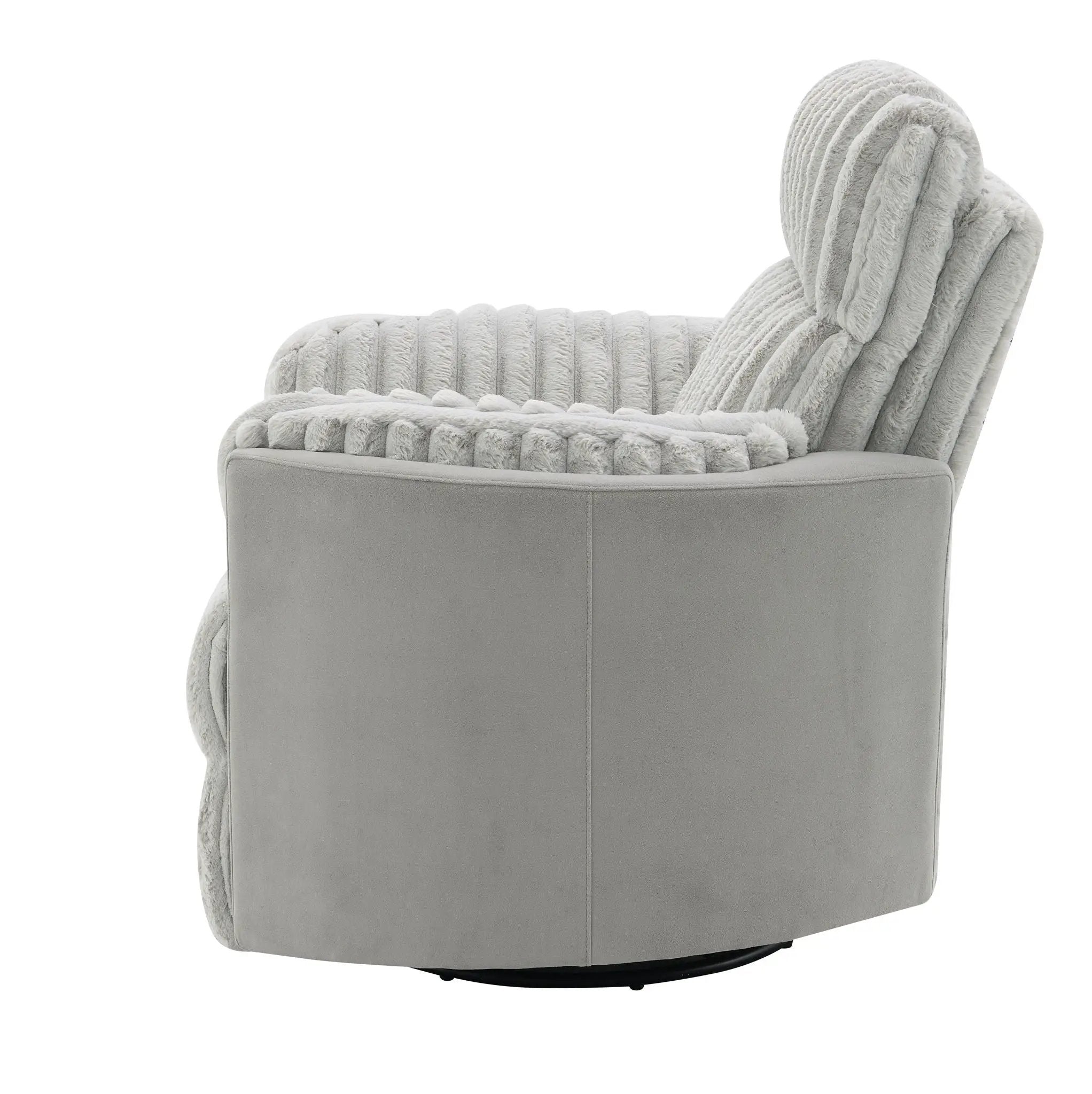 Emee - Corduroy Glider Recliner With Swivel - Gray by Unique Piece Furniture