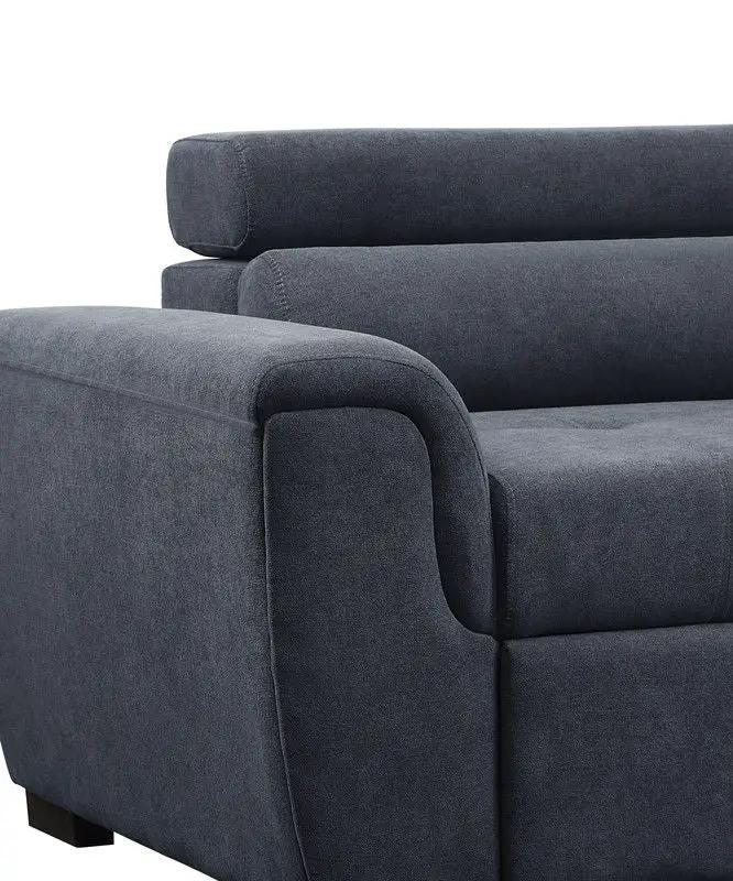 Haris - Sleeper Sofa Sectional With Adjustable Headrest And Storage Ottoman - Dark Gray by Unique Piece Furniture