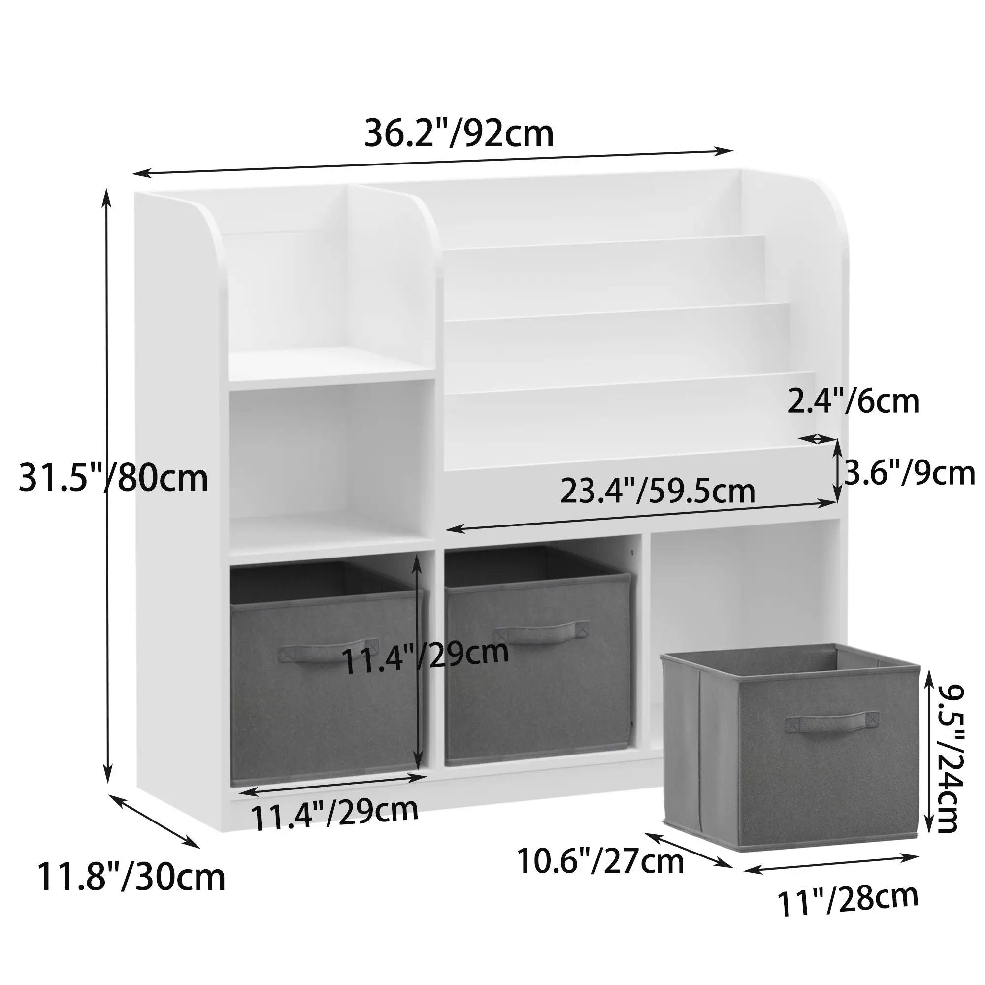 Bookcase And Bookshelf With 3 Collapsible Drawers, Multifunctional Display Stand by HouseOfZazla