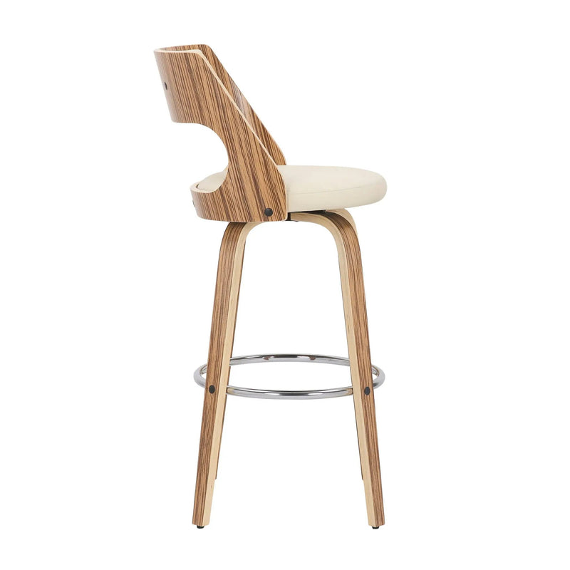 Cecina - Mid-Century Modern Fixed Height Barstool With Swivel (Set of 2) - Zebra / Cream by Unique Piece Furniture