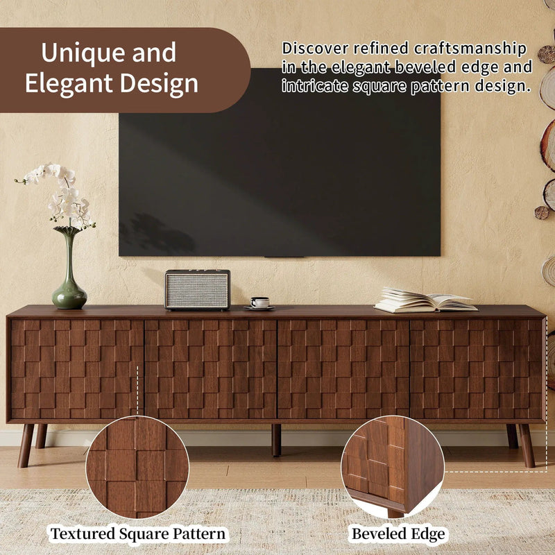 TV Stand With Soft Closing Hinges And Cable Management - Walnut by HouseOfZazla