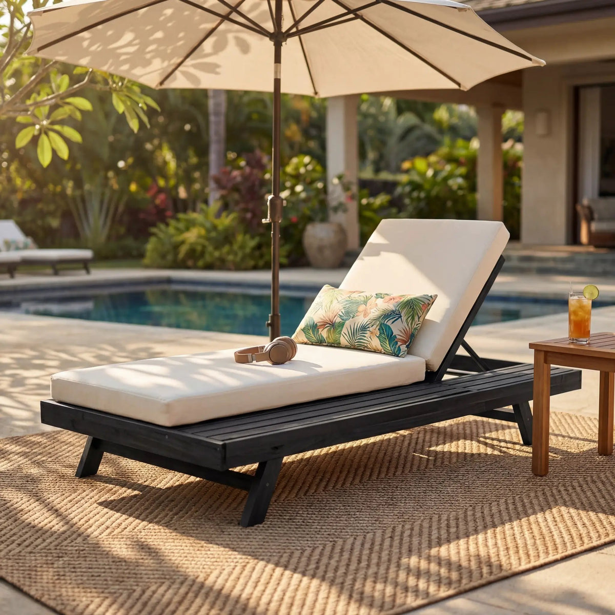 Lounge Chaise Set in Acacia Wood by HouseOfZazla