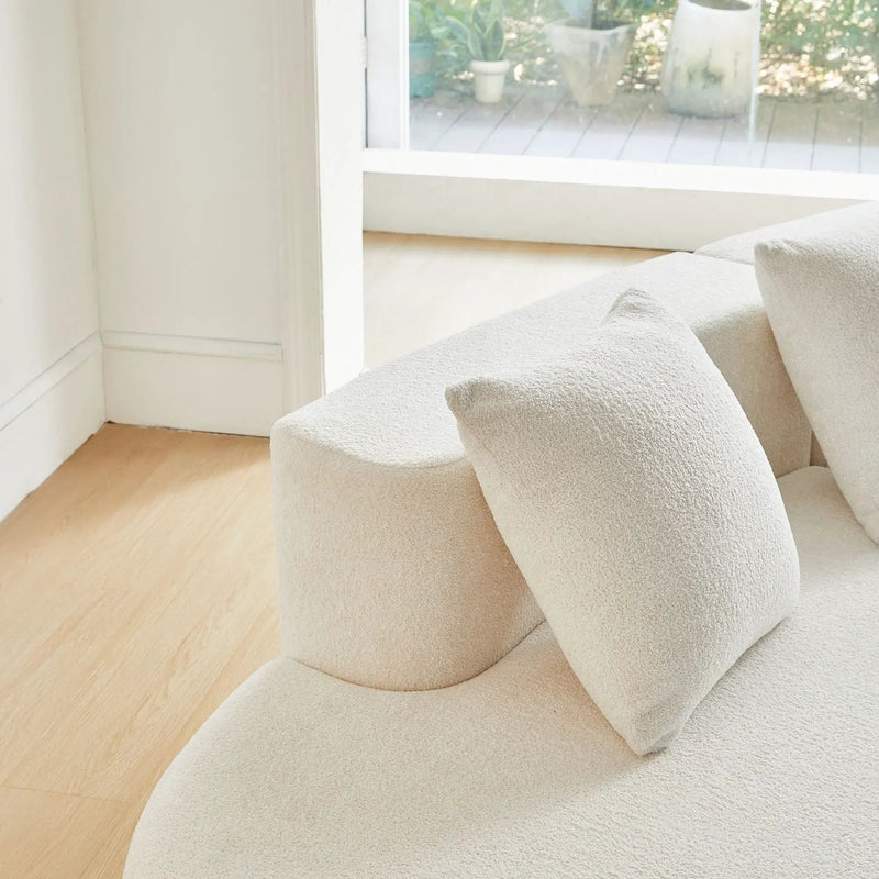 Curved Boneless Couch, Half Moon Sofa, 5 Seat Couch With High Density Foam Filled For Living Room - White by HouseOfZazla