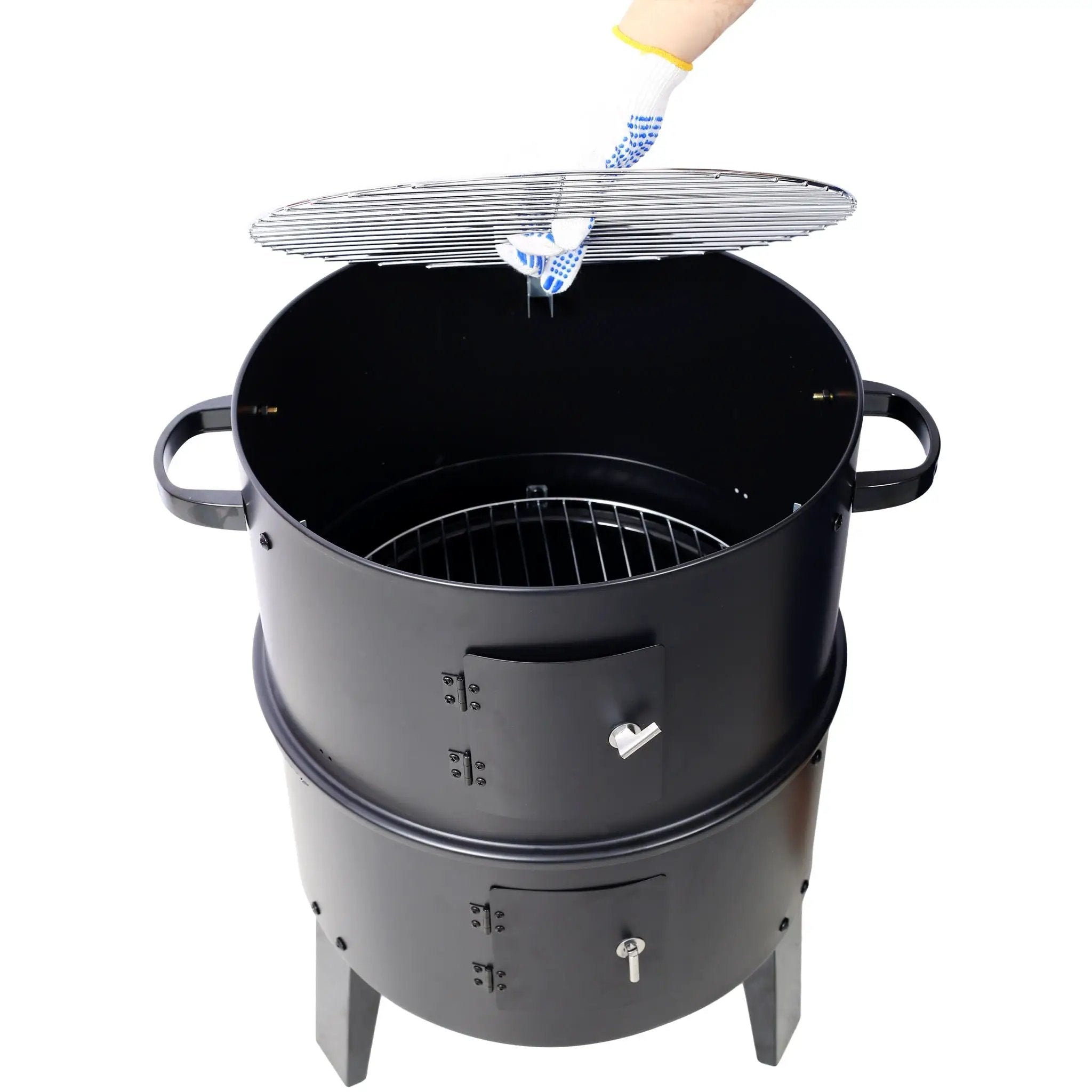 Portable Charcoal Smoker Grill For Outdoor Cooking - Black by HouseOfZazla