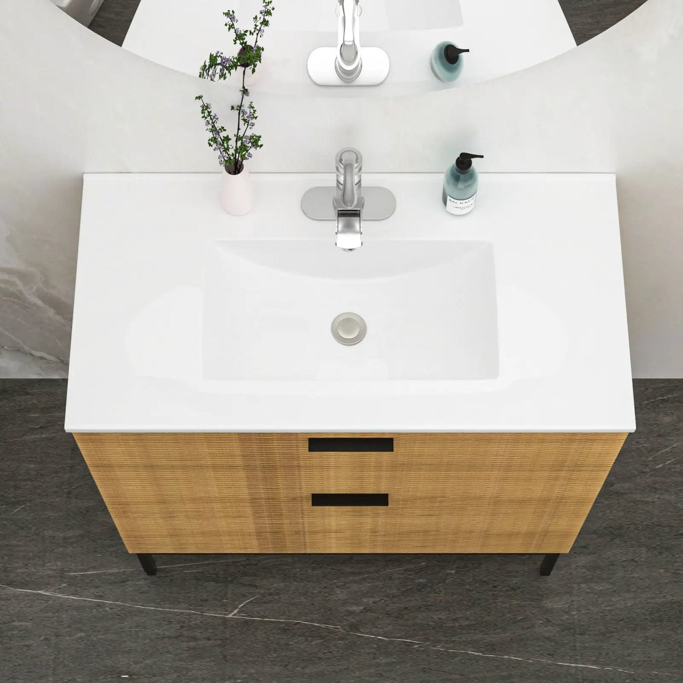 Premium Rectangular Vanity Top With Single Faucet Hole And Overflow by HouseOfZazla