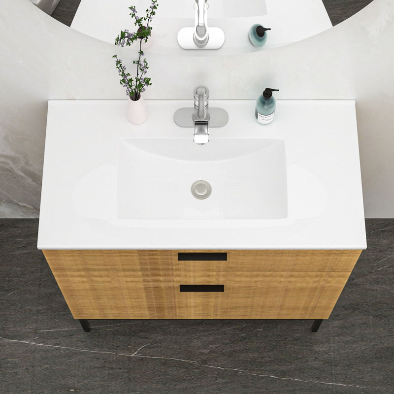 Premium Rectangular Vanity Top With Single Faucet Hole And Overflow by HouseOfZazla