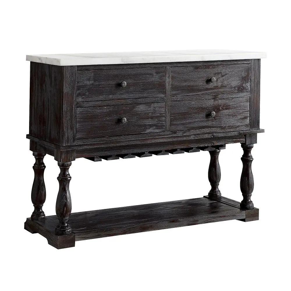 Gerardo - Server - White Marble Top & Weathered Espresso by Unique Piece Furniture