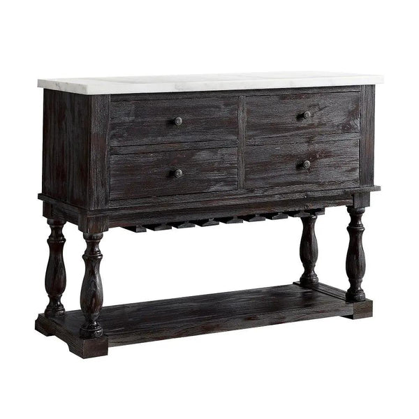 Gerardo - Server - White Marble Top & Weathered Espresso