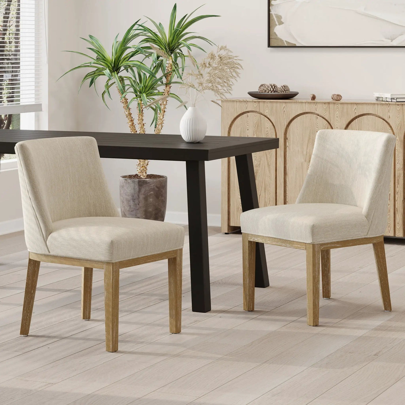 Modern Dining Chair With Durable Fabric Upholstery And Sturdy Wooden Frame (Set of 2) by HouseOfZazla