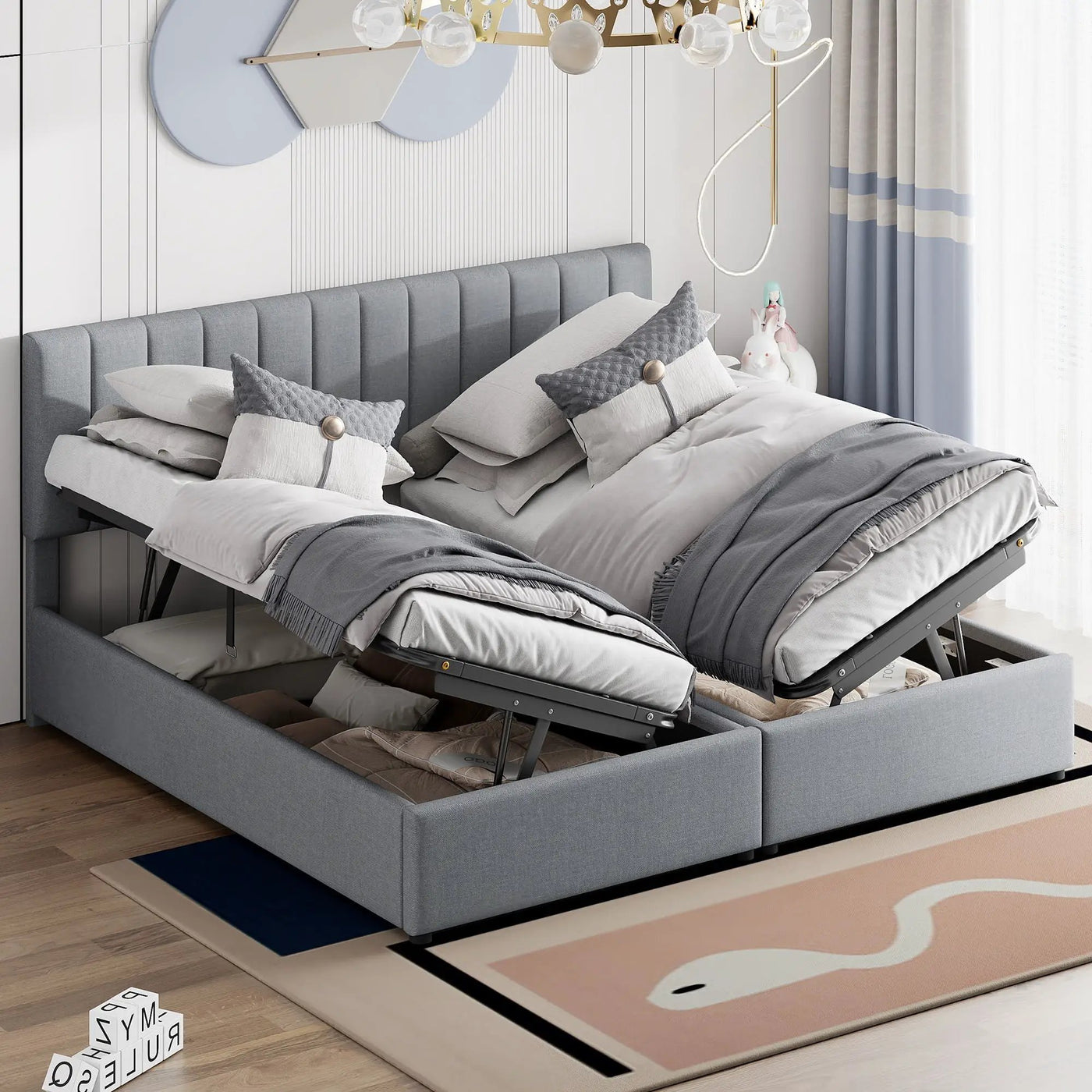 Upholstered Platform Bed With A Hydraulic Storage System by Unique Piece Furniture
