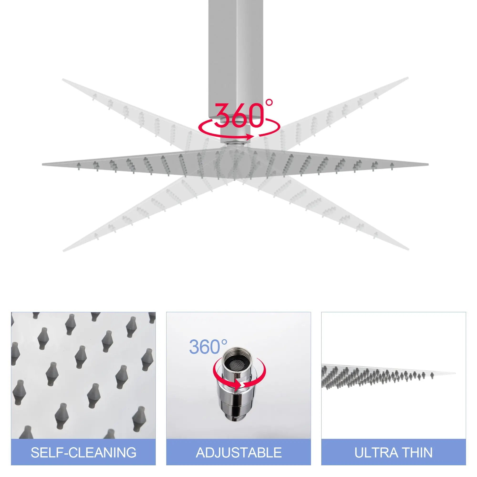8" Square Rain Shower Head, Ceiling / Wall Mount Stainless Steel Bath Fixture by HouseOfZazla