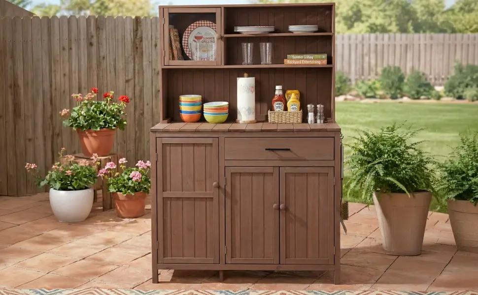 TOPAMX Potting Bench with Hutch, Solid Fir Wood Garden Workstation by HouseOfZazla