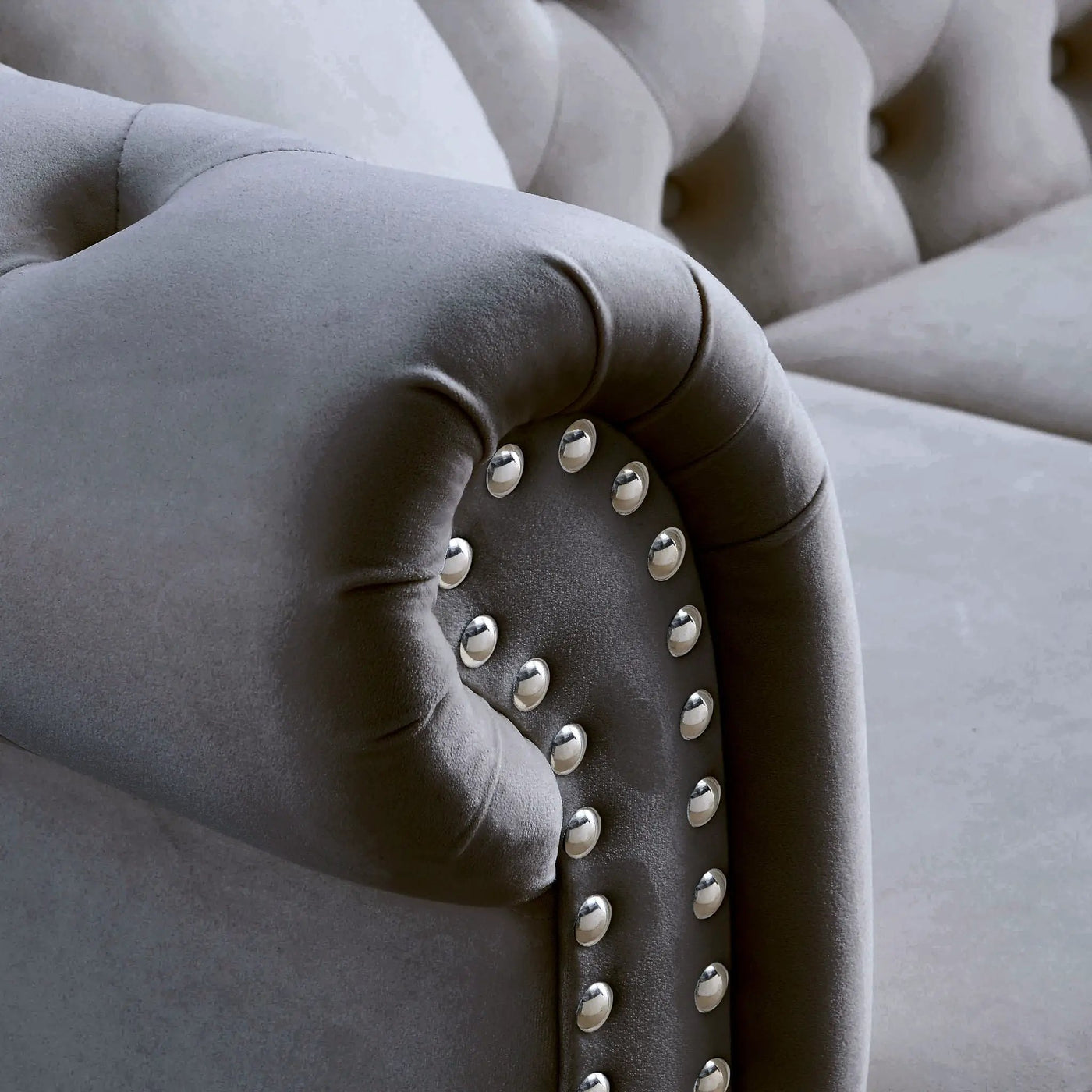 Chesterfield Sofa With Rolled Arms And Nailhead Trim by HouseOfZazla