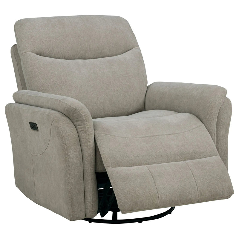 Adler Upholstered Power Swivel Glider Recliner Greige by Unique Piece Furniture