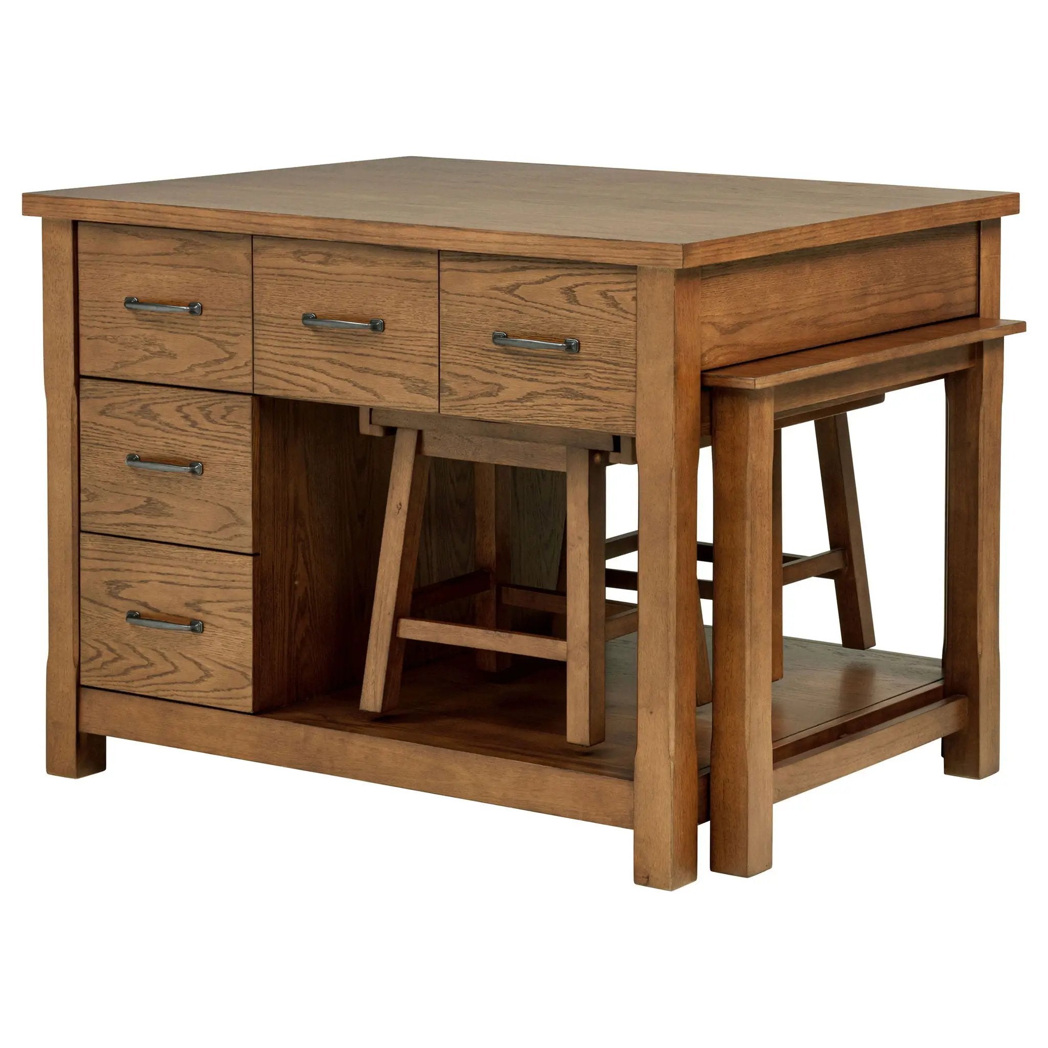 Mayfair 3-piece Kitchen Island with Extension Table Dark Oak by Unique Piece Furniture