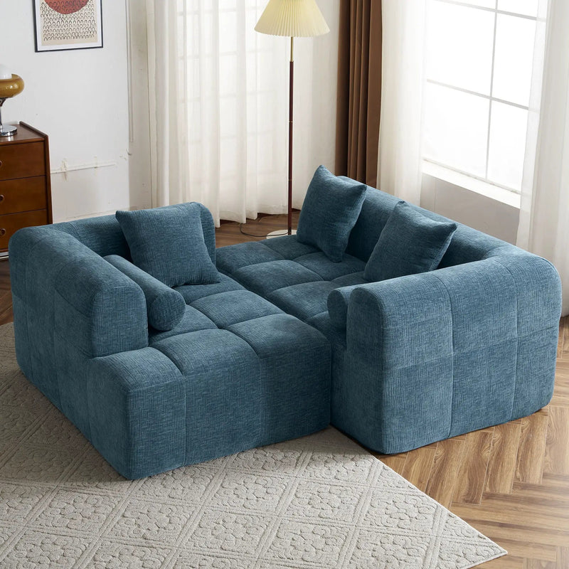 Sectional Free Combined Sofa With 2 Side Pockets by HouseOfZazla