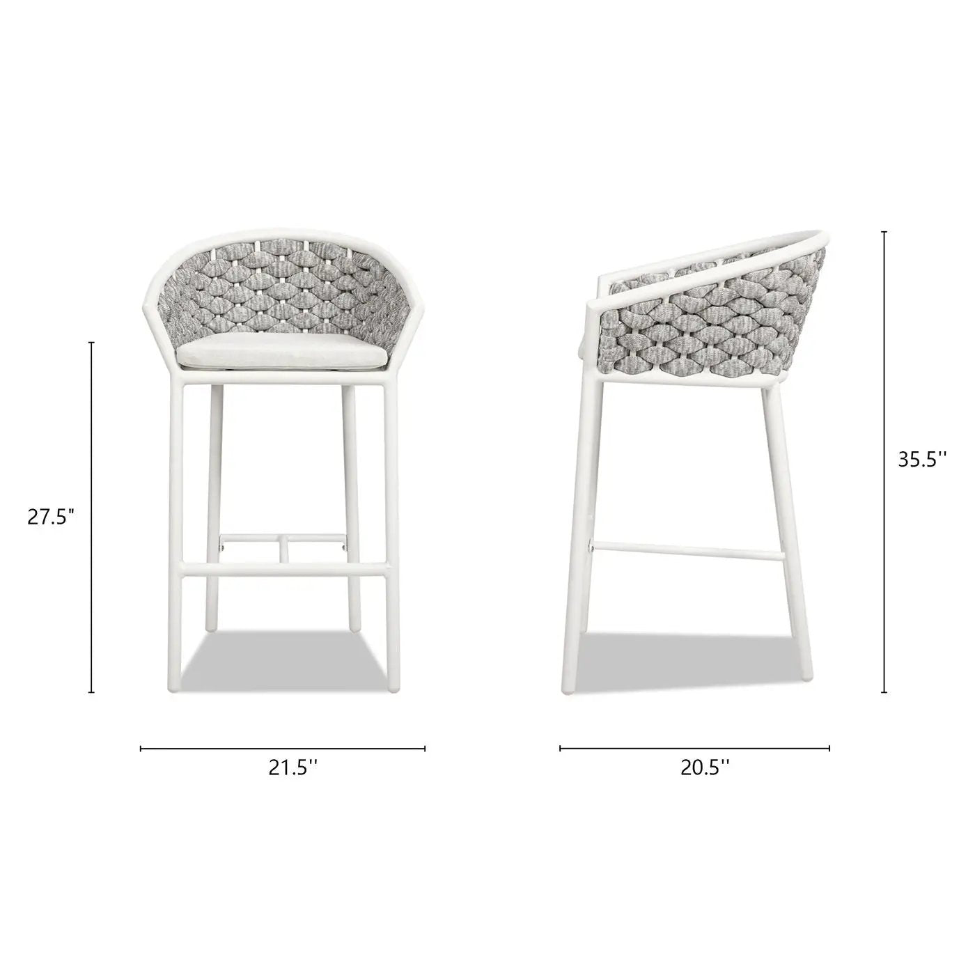 Rowan - Rope Barrel Low Back Patio Counter Stool (Set of 2) - Optic White by HouseOfZazla