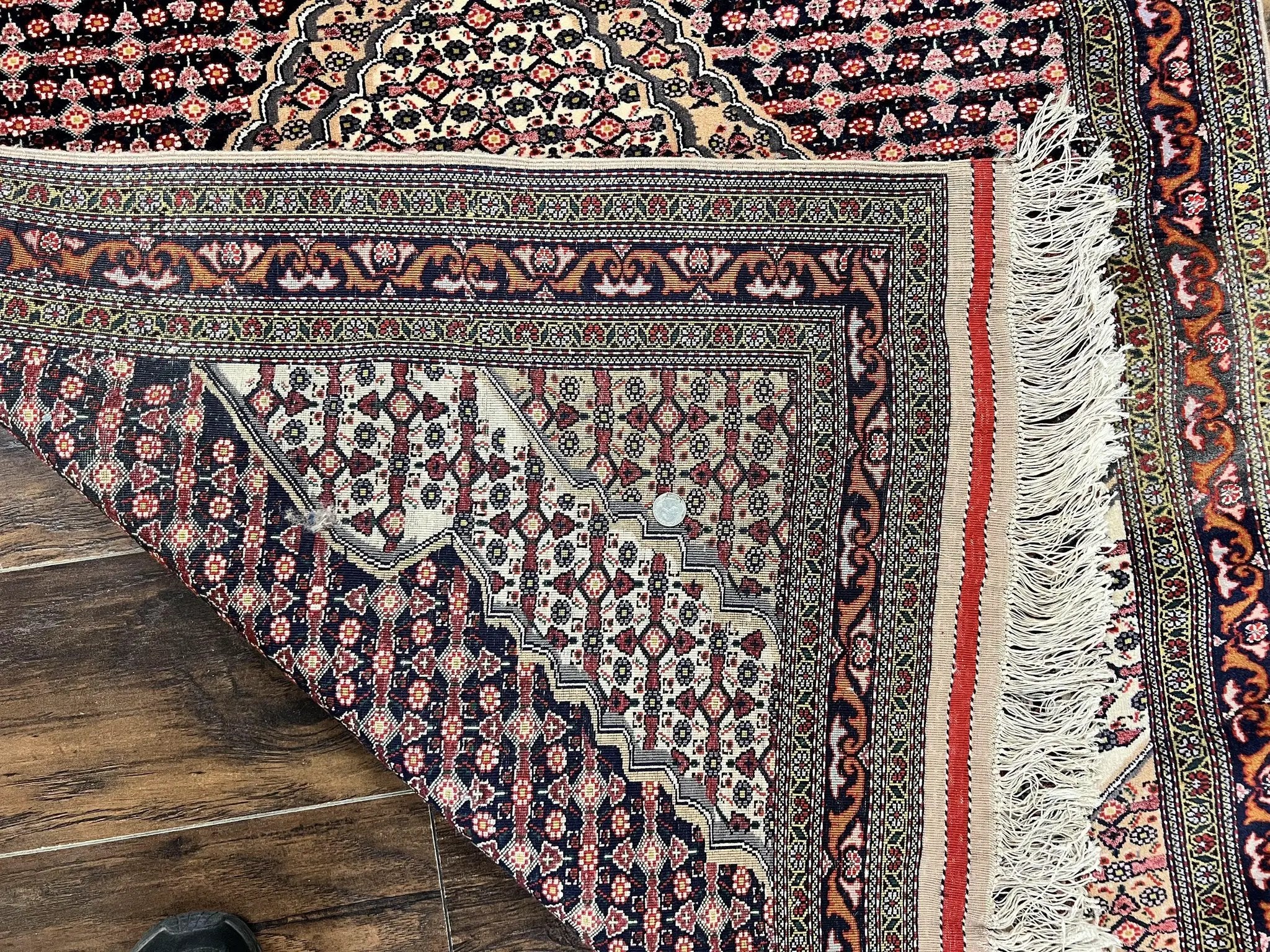 Afghan Rug 4x5, Wool with Silk Highlights, Very Fine Hand Knotted Vintage Oriental Carpet, Herati Pattern, Persian Rug, Bidjar Rug, 400 KPSI by Jewel Rugs