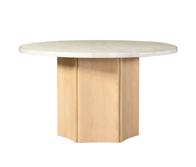 Qwin - Marble Top Round Dining Table - Natural by Unique Piece Furniture