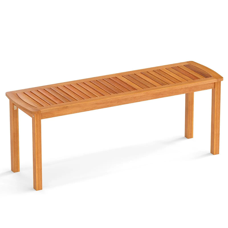 Acacia wood outdoor bench with slatted seat for garden by DirectDeals