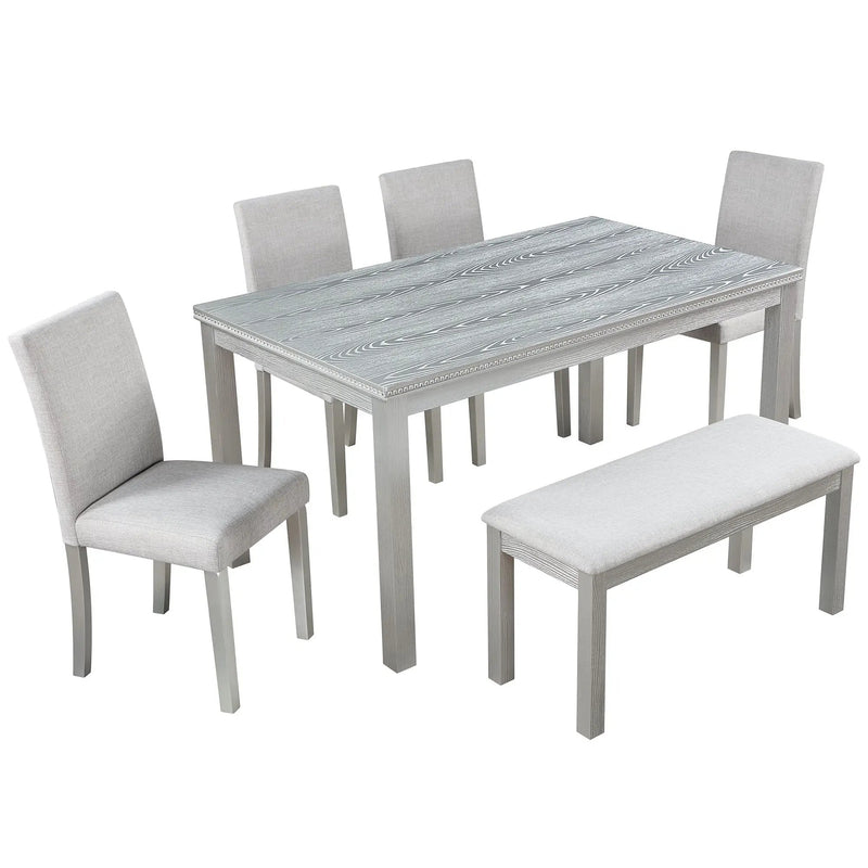 Dining Table Set With Crystal Decoration And Upholstered Chairs by Unique Piece Furniture