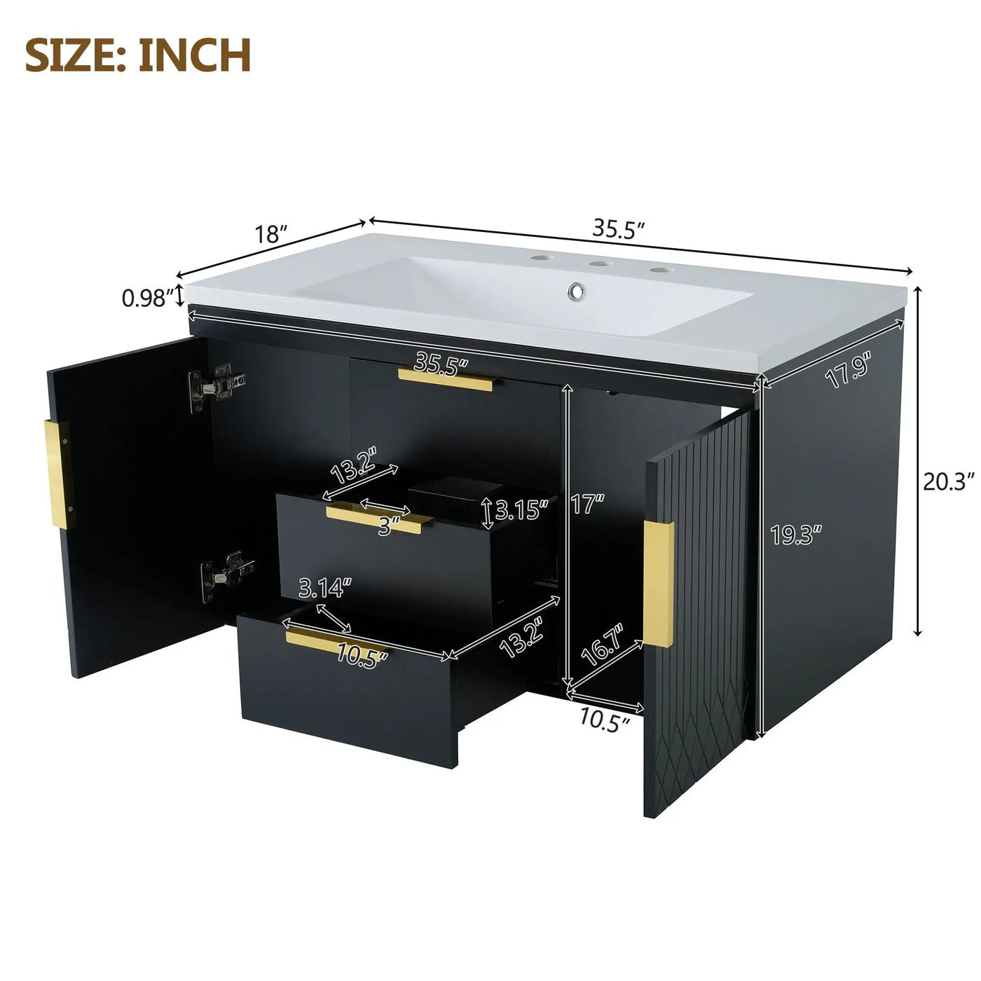 Wall Mounted Bathroom Vanity With Sink and Floating Storage Cabinet by HouseOfZazla