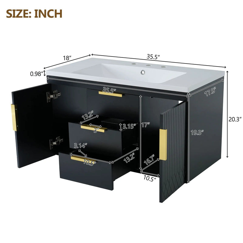 Wall Mounted Bathroom Vanity With Sink and Floating Storage Cabinet by HouseOfZazla