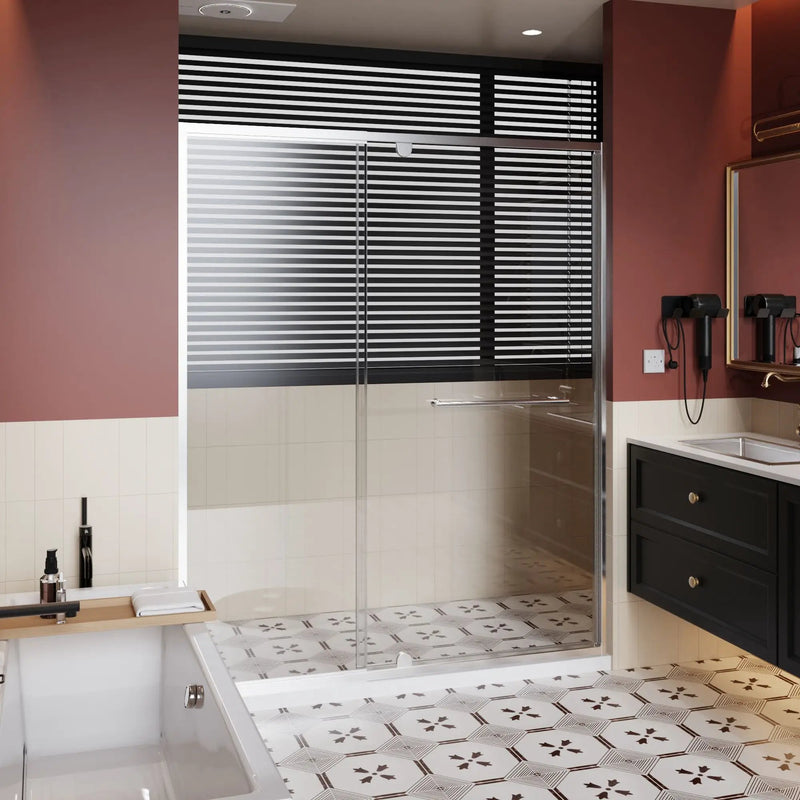 Pivot Shower Door With Handle, 1 / 4" Thick - Chrome by HouseOfZazla