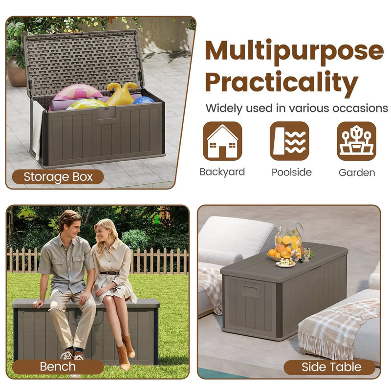 100 Gallon Large Deck Box with Lockable Lid for Patio by DirectDeals