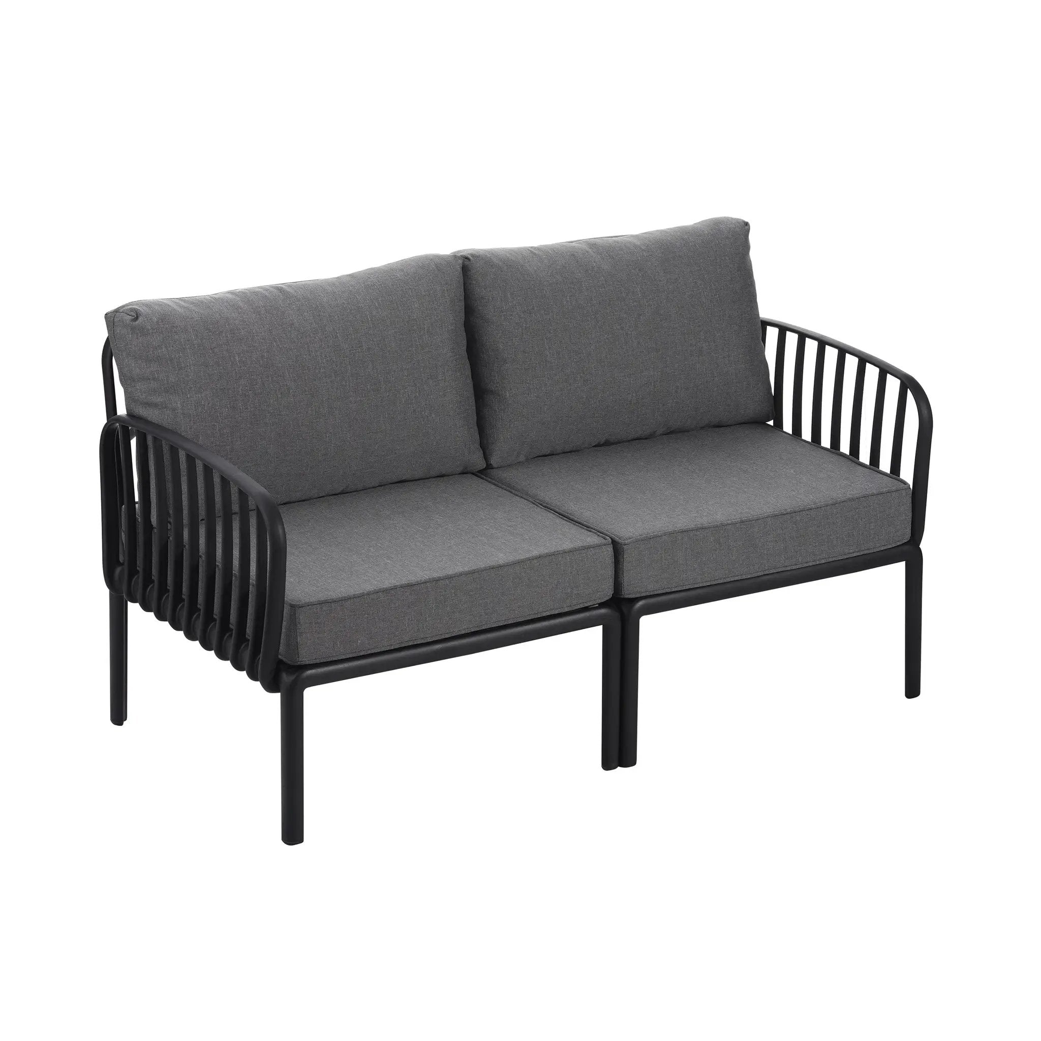 3 Piece Patio Conversation Sets, Modern Outdoor Patio Sectional Furniture Set with Square Coffee Table by HouseOfZazla