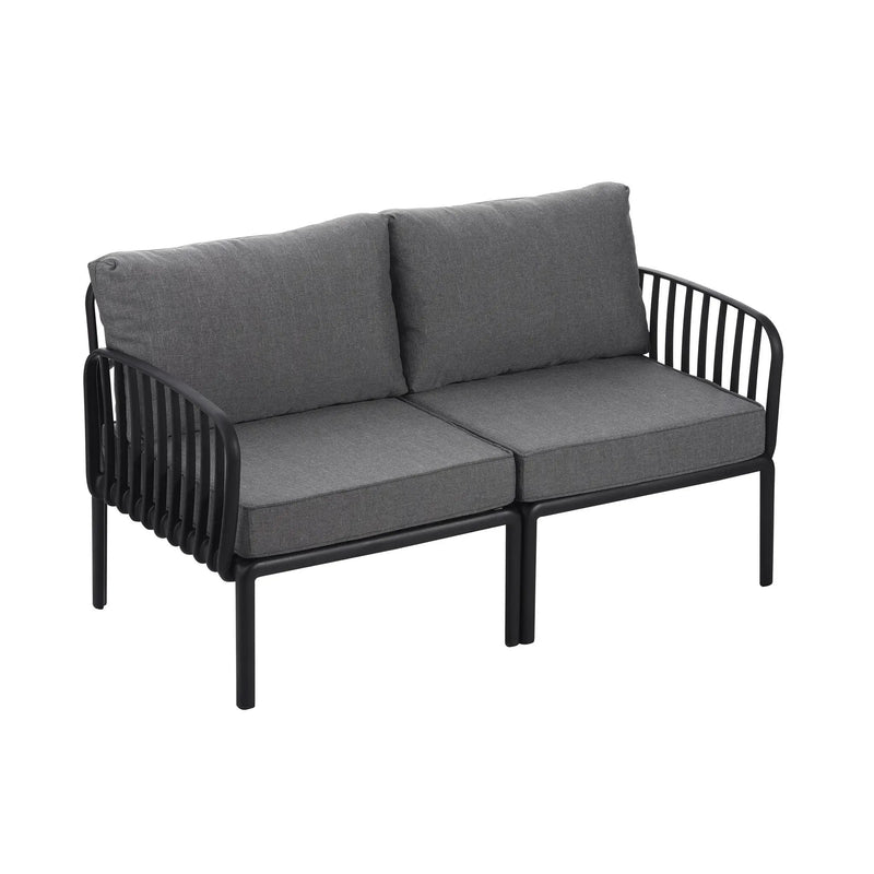 3 Piece Patio Conversation Sets, Modern Outdoor Patio Sectional Furniture Set with Square Coffee Table by HouseOfZazla
