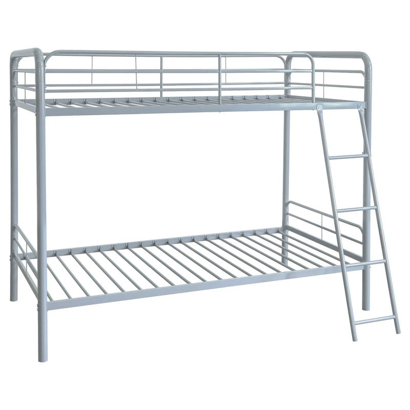 Carson Metal Twin Over Twin Bunk Bed Glossy Silver by Unique Piece Furniture