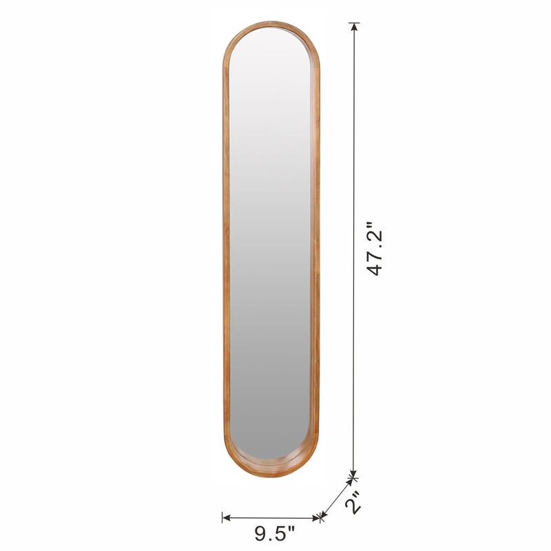 Decorative Rubber Frame Mirror With Elongated Oval Frame - Brown by HouseOfZazla