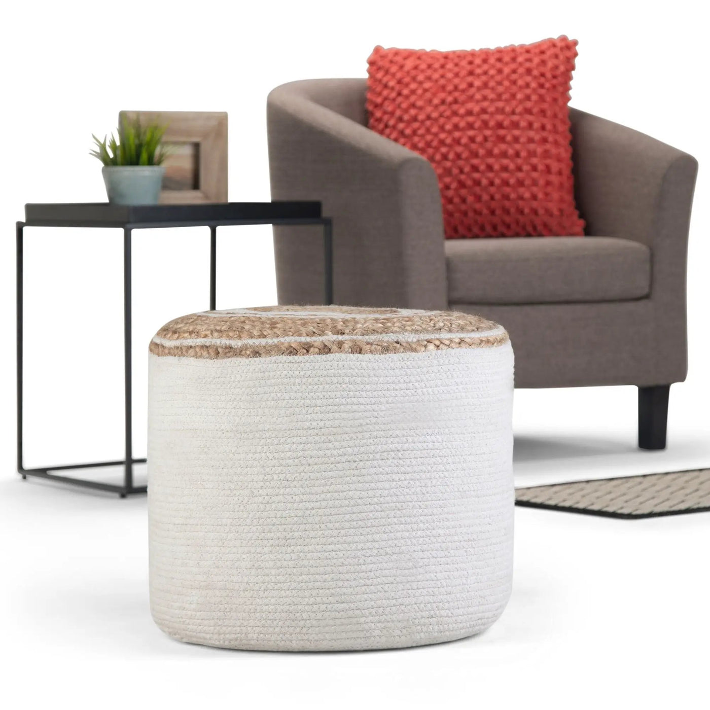 Serena - Handcrafted Round Braided Pouf by HouseOfZazla