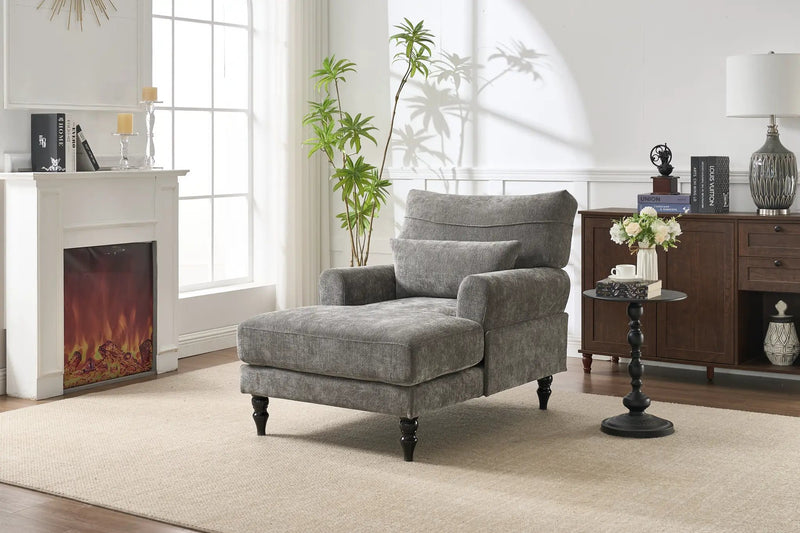 Modern Grey Upholstered Chaise Lounge Sofa Recliner by HouseOfZazla