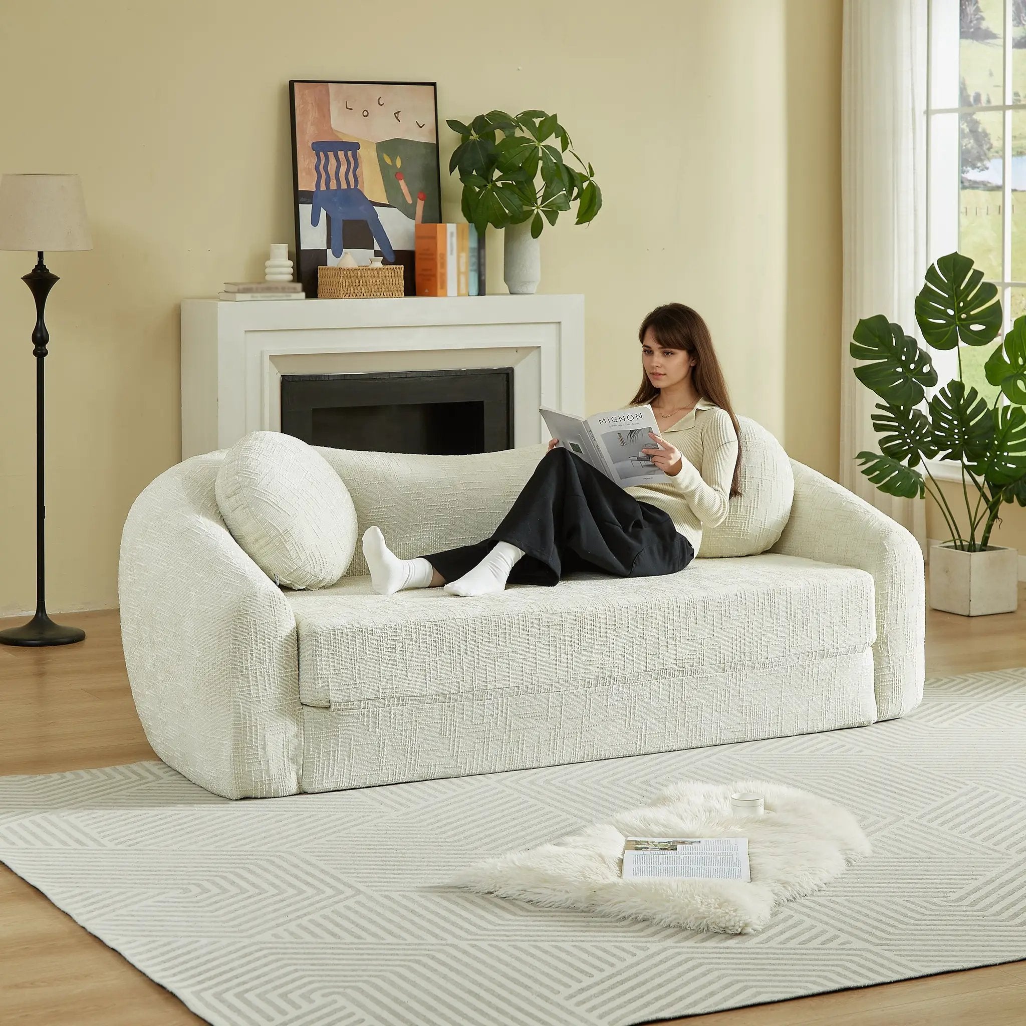 86-Inch Curved Convertible Sofa Recliner by HouseOfZazla