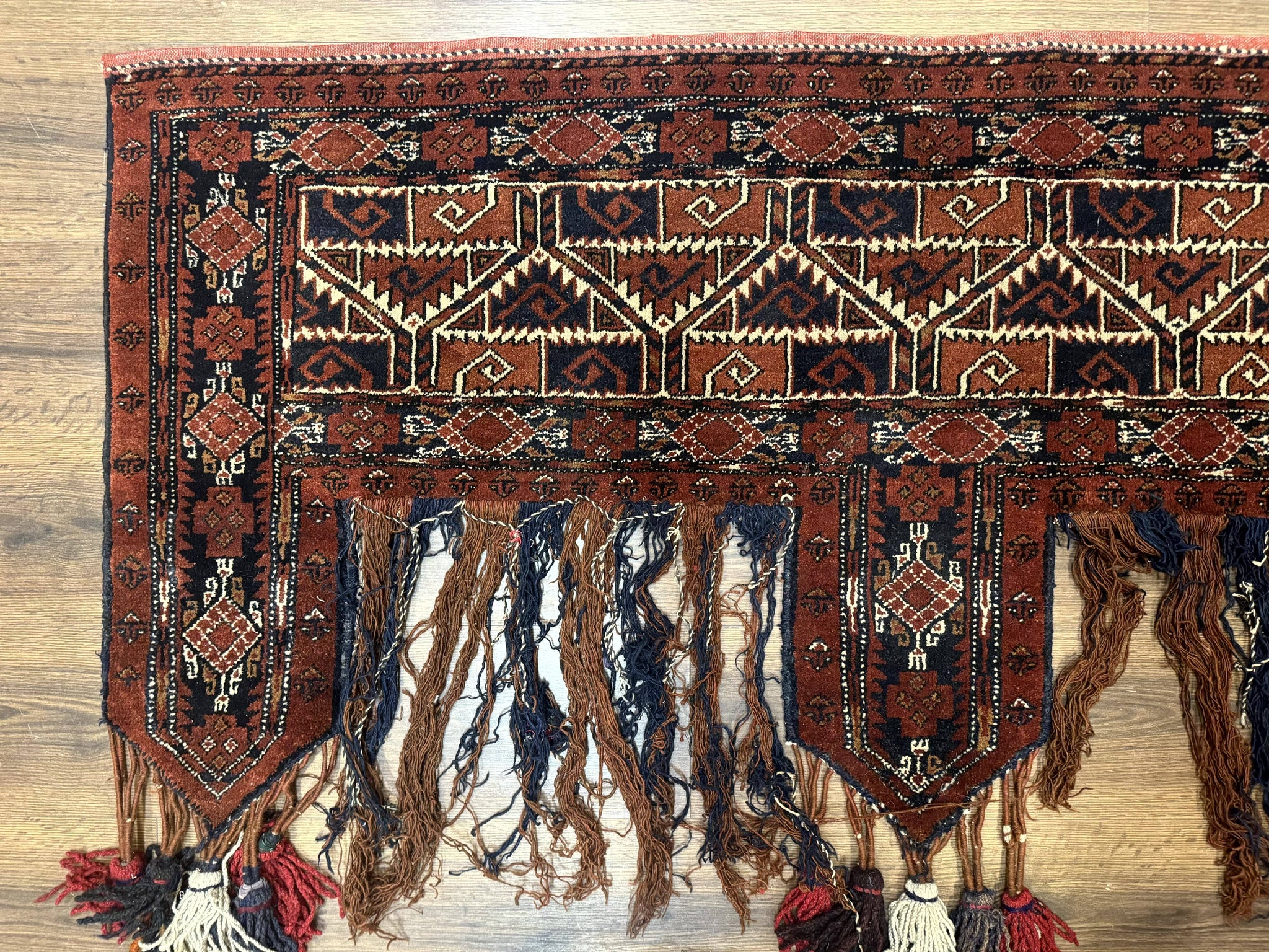 Antique Afghan Beshir Tent Header Textile Rug, Tribal Collectible, Wool by Jewel Rugs