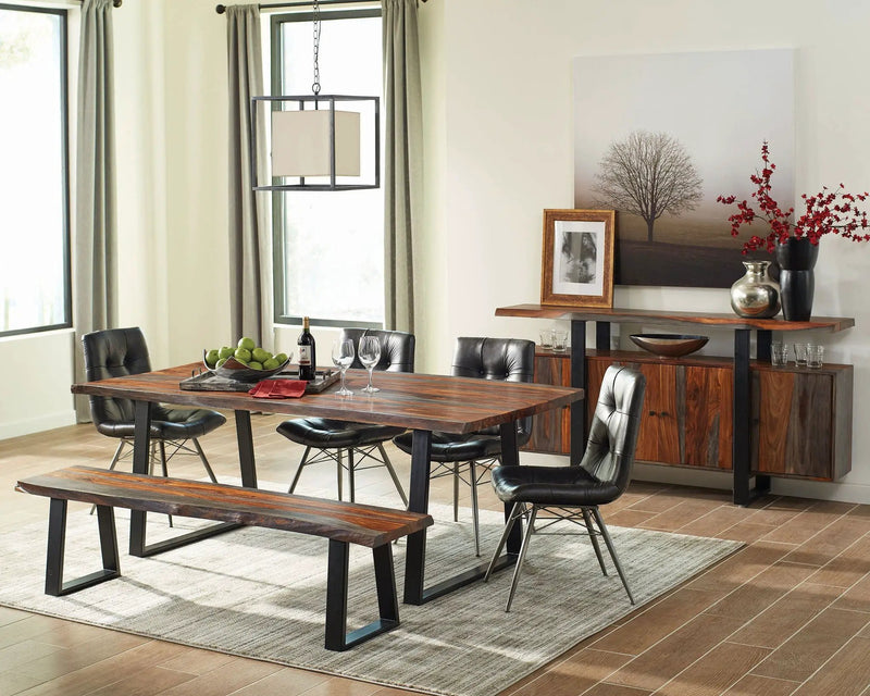 Ditman Live Edge Wood Dining Bench Grey Sheesham by Unique Piece Furniture