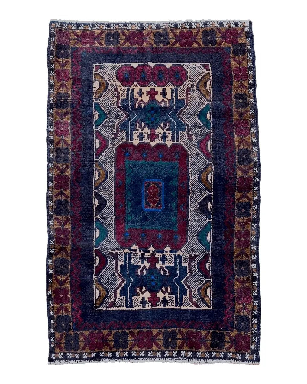 3 X 5 Vintage Handmade Tribal Wool Rug Balouchi Rug Afghan Rug Red Beige Nice by Jewel Rugs