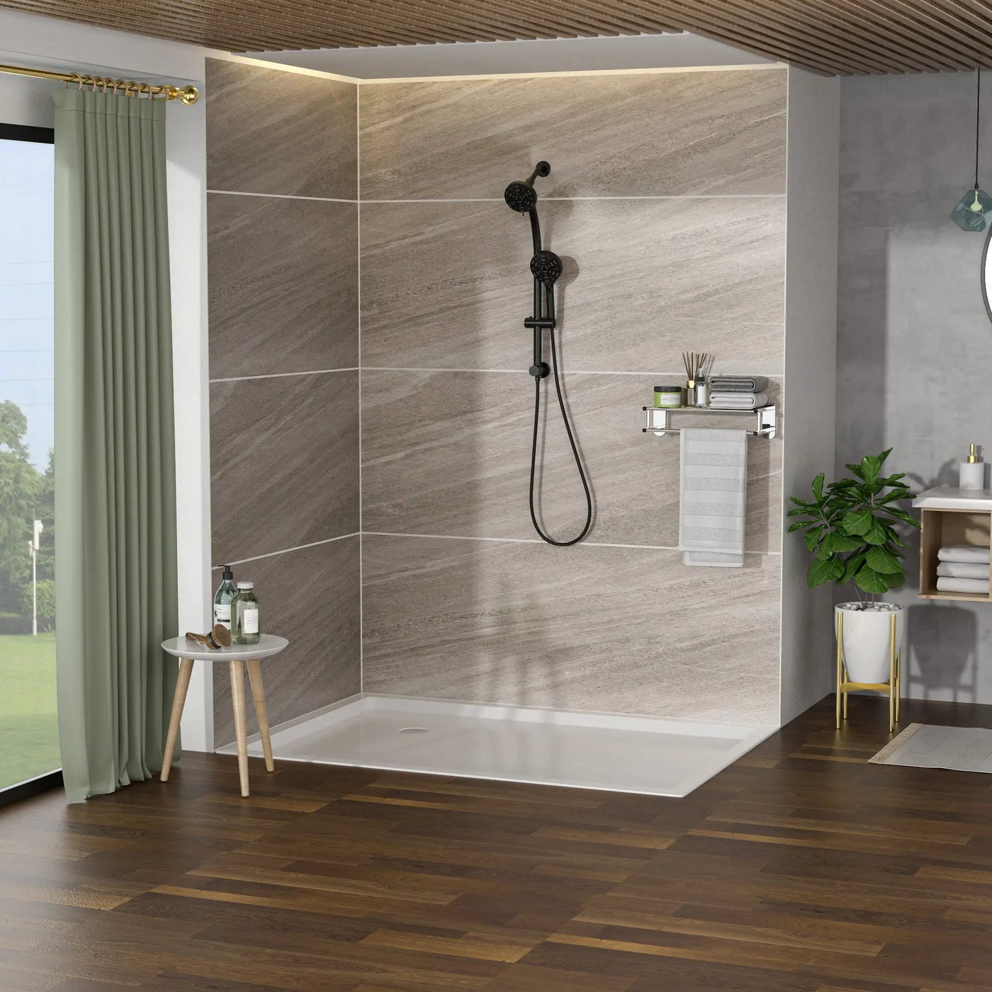 Multi Function Dual Shower Head System With 4.7" Rain Showerhead, 8 Function Hand Shower, Adjustable Slide Bar by HouseOfZazla