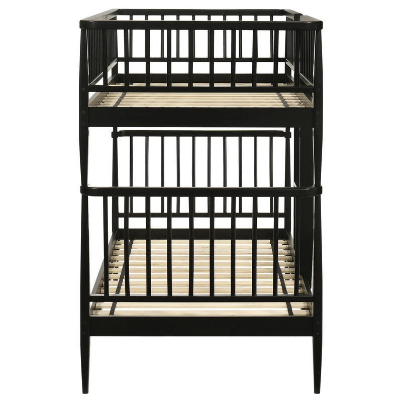 Abram Windsor Twin Over Twin Wood Bunk Bed with Ladder Black by Unique Piece Furniture