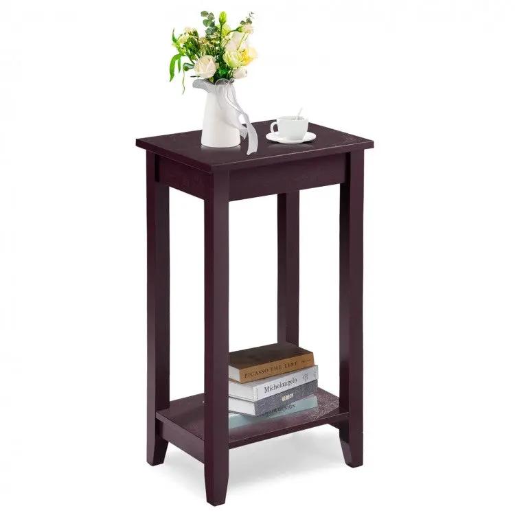 2-Tier Nightstand End Side Wooden Legs Table for Bedroom, photo 9 of 24
