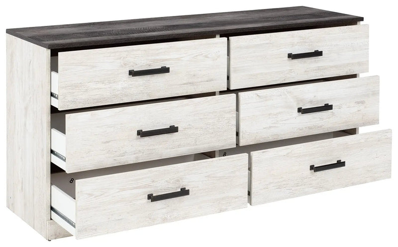 Shawburn - Six Drawer Dresser - Pewter-tone pulls - White / Black / Gray by Unique Piece Furniture