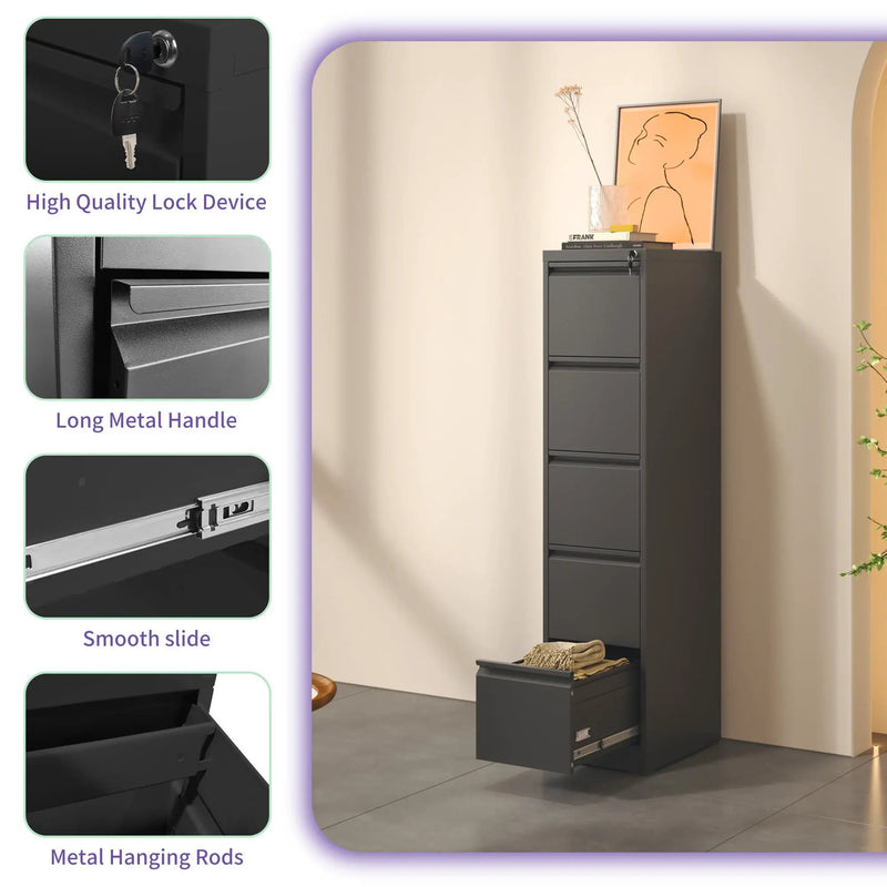 Steel Drawer Vertical File Cabinet With Lock For A4 Legal / Letter Size by Unique Piece Furniture
