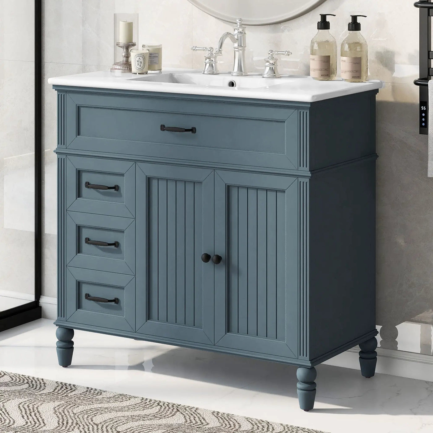 Bathroom Vanity With Sink, 2 Doors 2 Drawers, Freestanding Design by HouseOfZazla