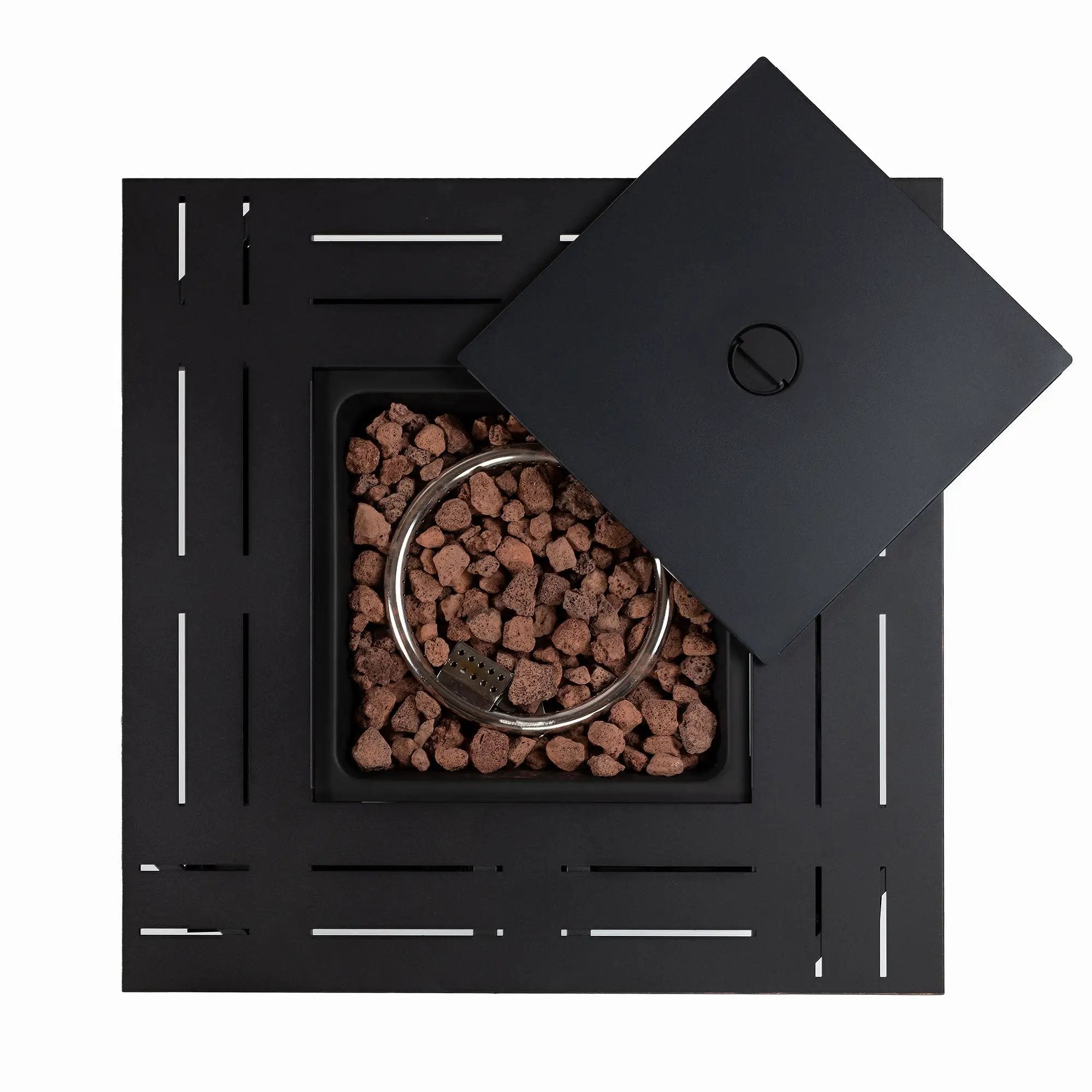 28" Propane Gas Fire Pit Table, 50000 BTU Square Steel Fire Pit by HouseOfZazla